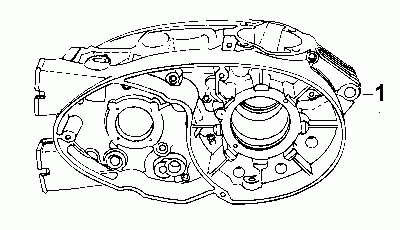 Crankcase complete TS250/1 - 5 Speed